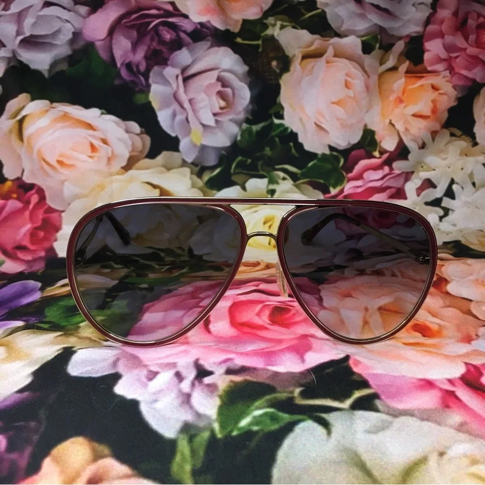 Chloe sunglasses metal red & silver rim FLAWED AS IS from rtr with case